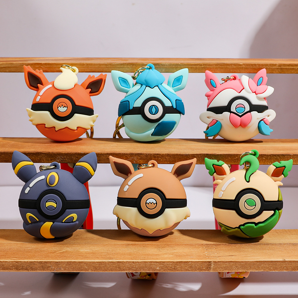 Pokeball Cosplay Prop - 6 adet Pikachu Karikatür Anahtarlık Glaceon